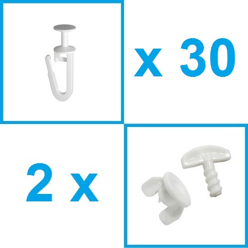 Accessories for cornices Euro 1x3,0m (hook 30 pcs + cap 2 pcs)      (карниз 1х3м)