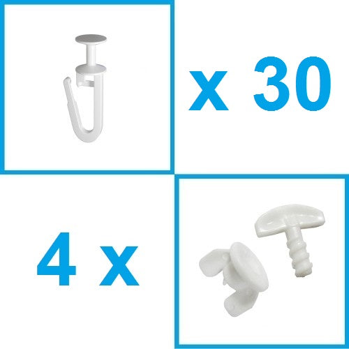 Accessories for cornices Euro 2x1,5m (hook 30 pcs + cap 4 pcs)      (карниз 2х1,5м)