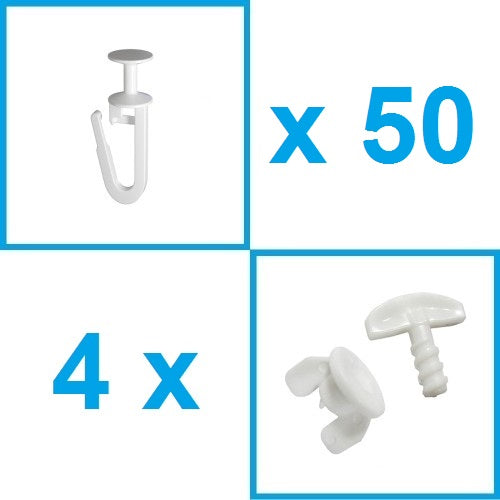 Accessories for cornices Euro 2x2,5m (hook 50 pcs + cap 4 pcs)      (карниз 2х2,5м)