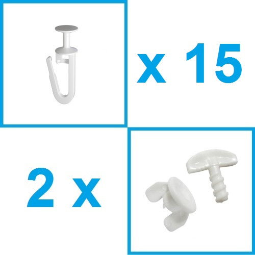 Accessories for cornices Euro 1x1,5m (hook 15 pcs + cap 2 pcs)      (карниз 1х1,5м)
