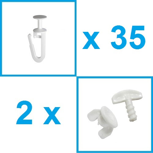 Accessories for cornices Euro 1x3,5m (hook 35 pcs + cap 2 pcs)      (карниз 1х3,5м)